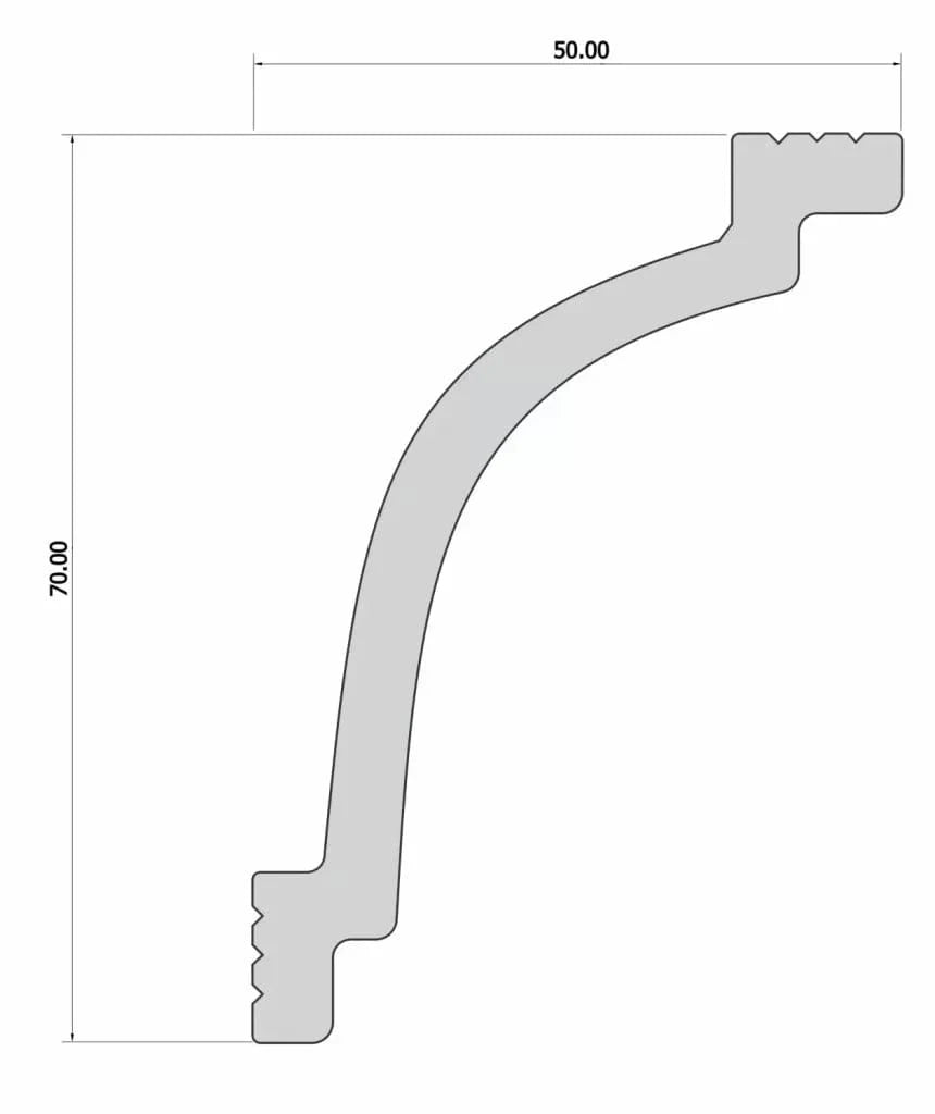 bagheta decorativa tavan polimer dur 70x50 mm