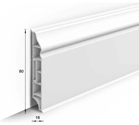 Plinta PVC Ideal Dura profilata alba 80x15x2200 mm