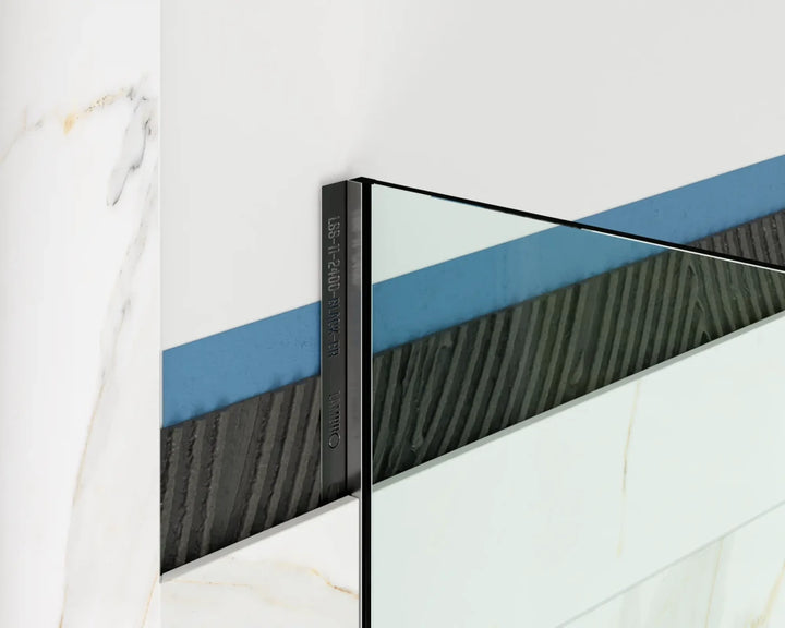 Profil inox negru periat fixare sticla dus