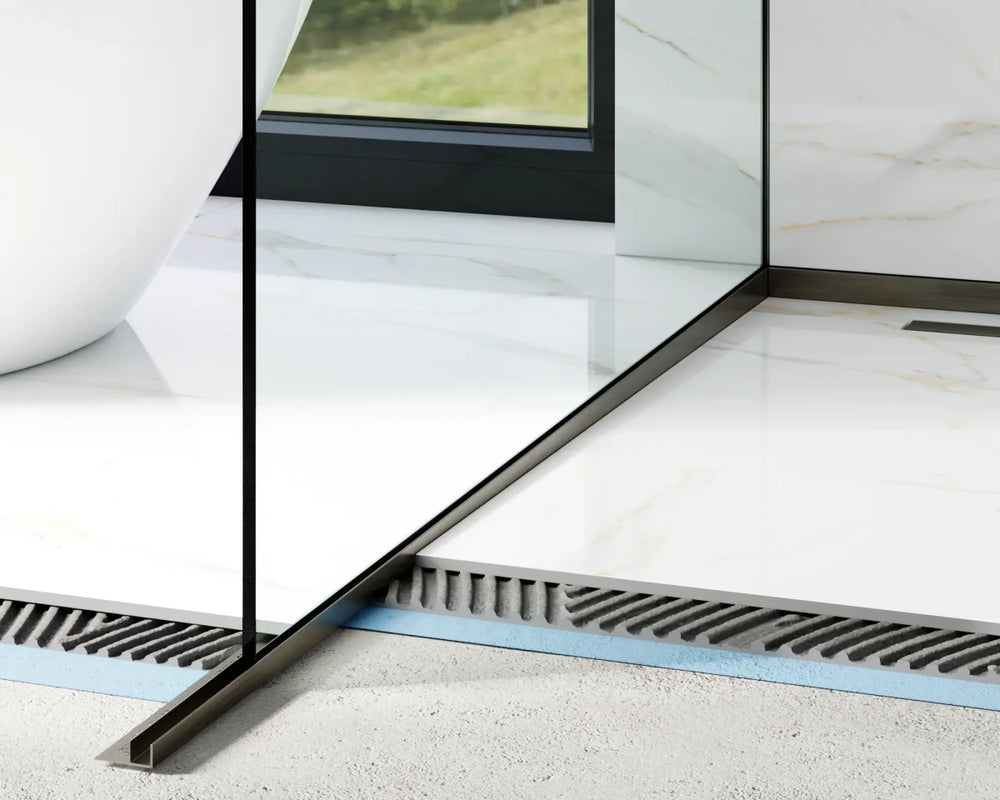 Profil fixare sticla dus gunmetal cu aripa de compensare