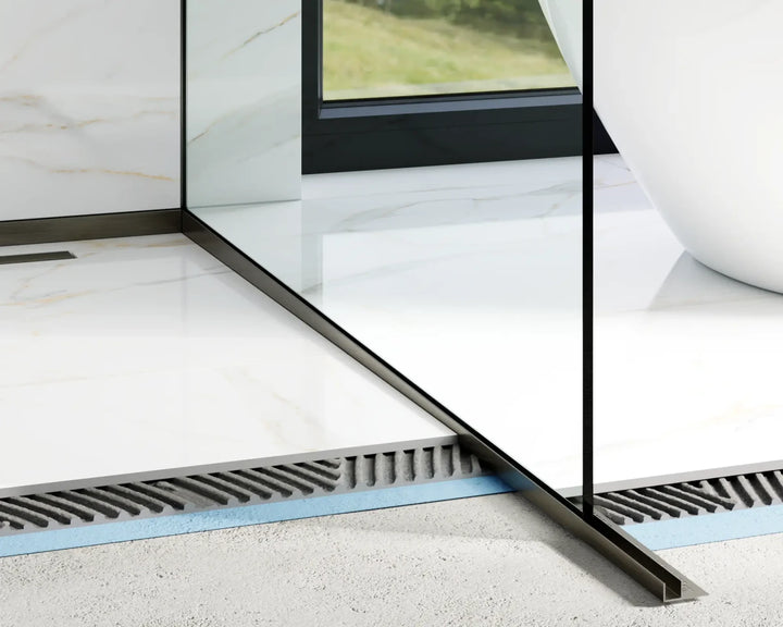 Profil inox fixare sticla dus si panta de compensare gunmetal