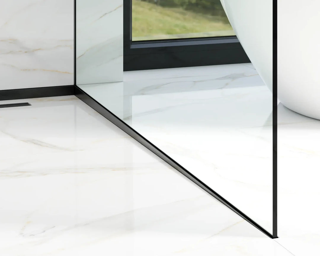 Profil inox fixare sticla dus si compensare - negru periat