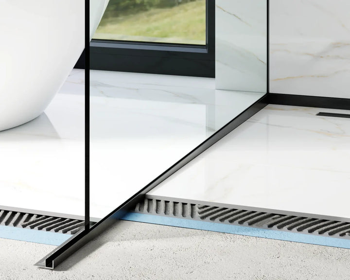 Profil inox negru periat fixare sticla dus si compensare - stanga