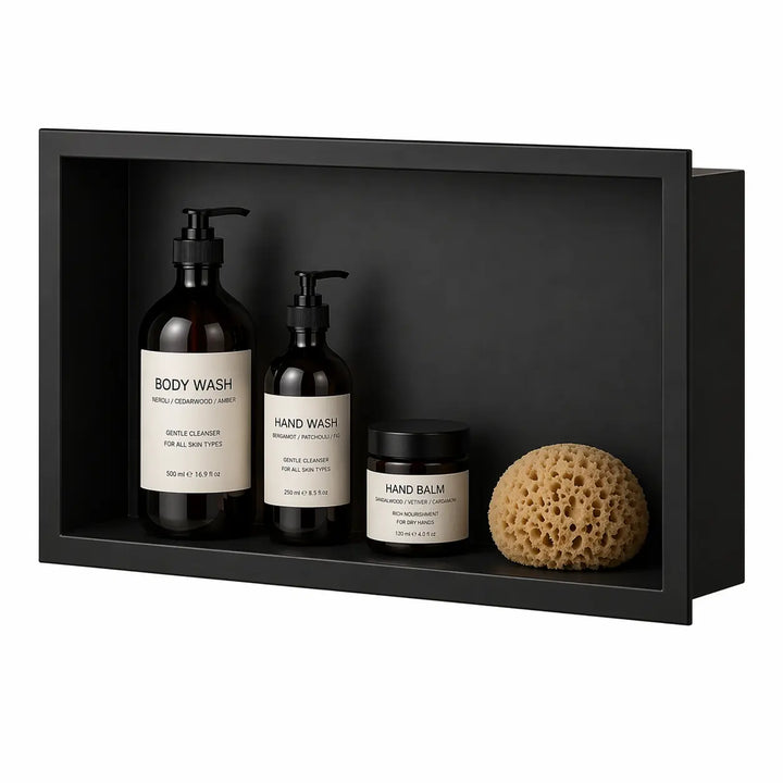 nisa perete baie, inox, negru mat 