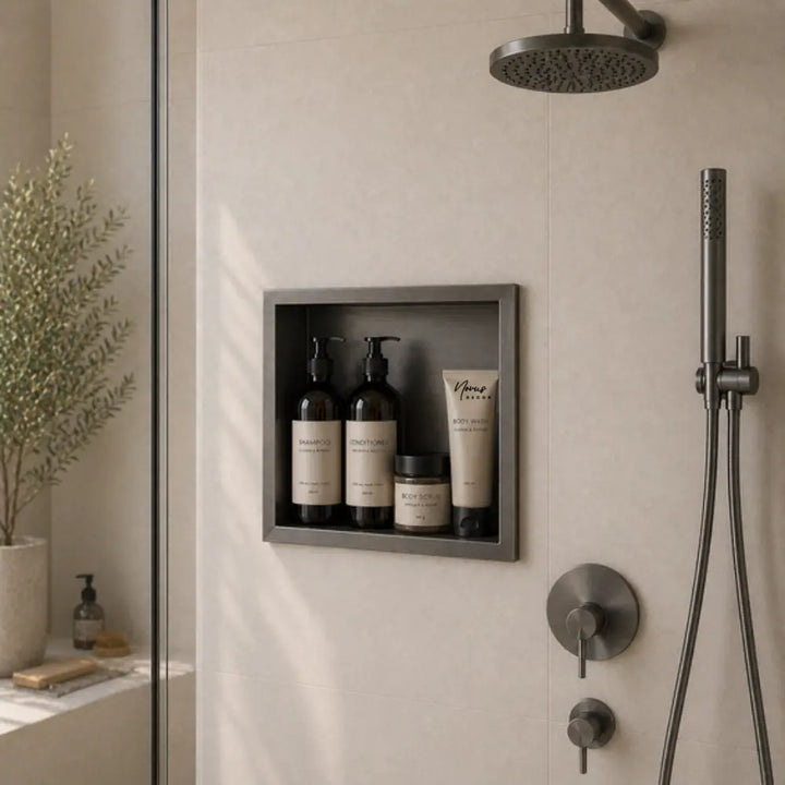 nisa dus inox gunmetal 300x300 mm