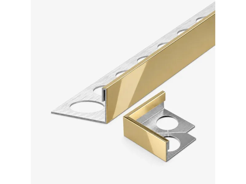 piesa imbinare pentru profil inox tip L auriu