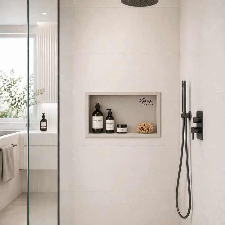 raft incastrat sptiu dus din inox cu finisaj bej-nisip(Sandstone)