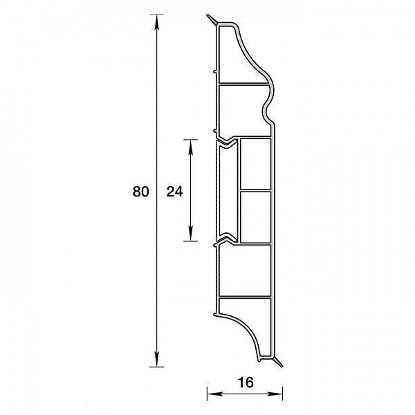 Plinta PVC Ideal Dura profilata alba 80x15x2200 mm